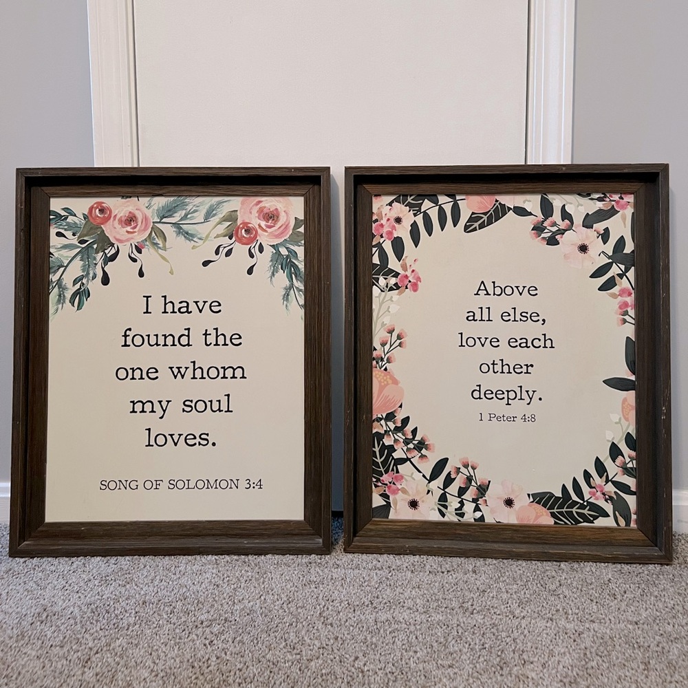 Set of 2 Matching Floral Pictures - Bible Verses 🌸